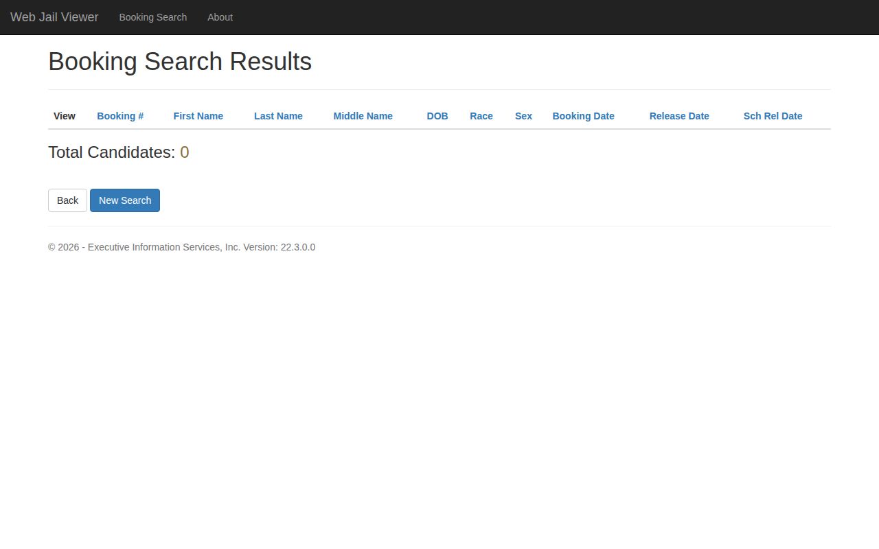 Santa Cruz Web Jail Viewer result headers with release fields