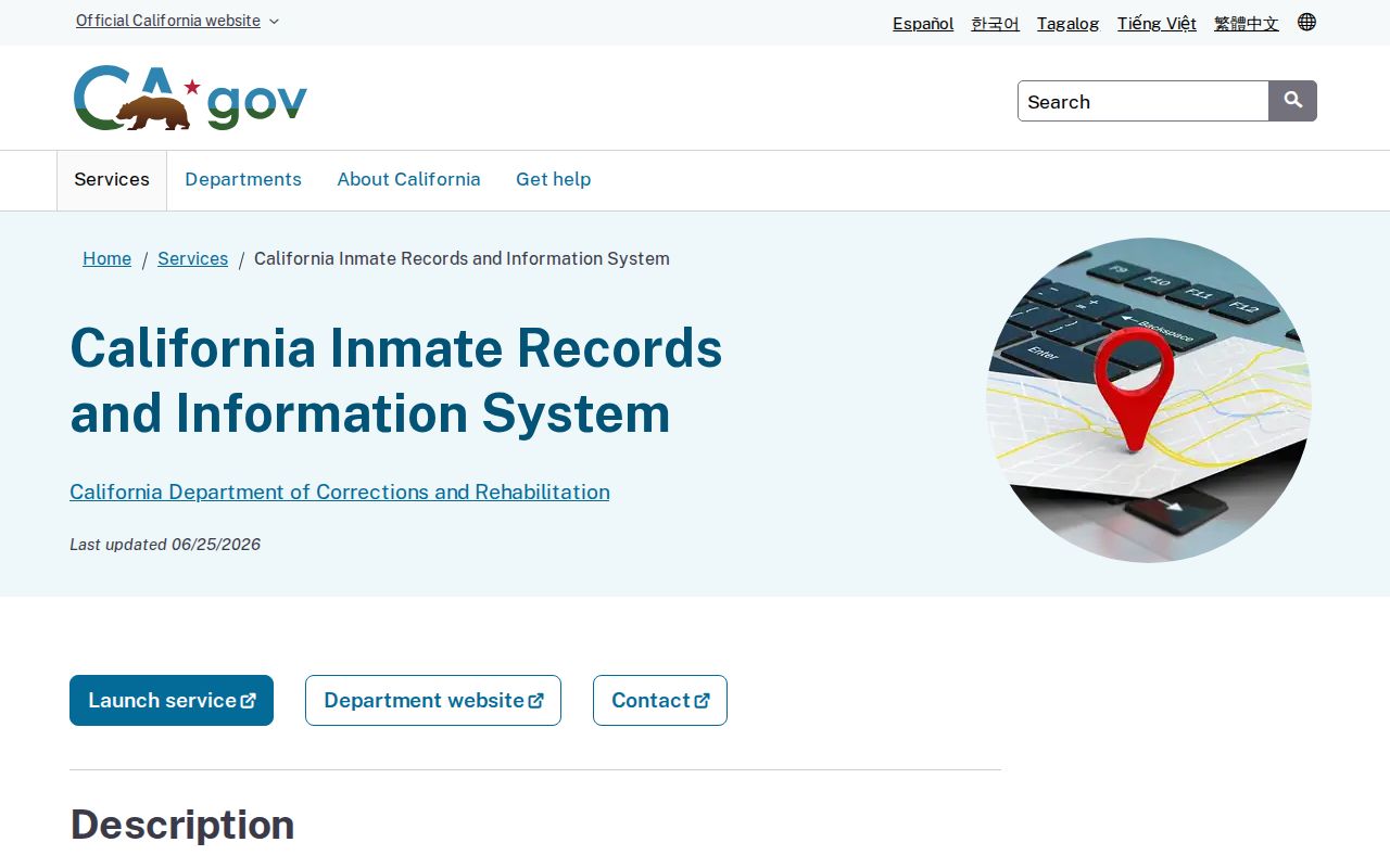 Santa Cruz County inmate release date CA.gov CIRIS service description