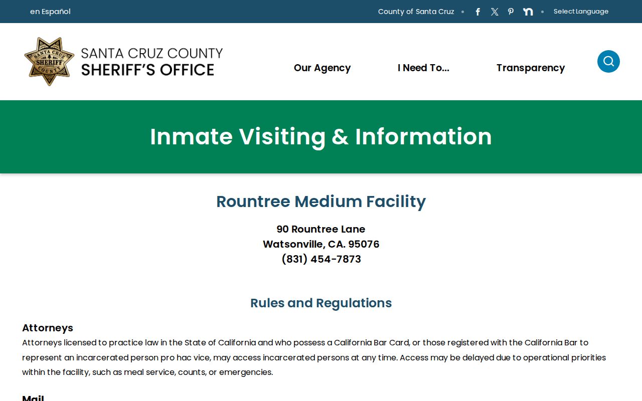 Rountree Medium Facility official information page